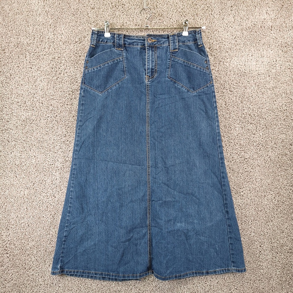 Cato Denim Skirt Womens 8 Medium Wash Long Maxi A-Line Casual Y2K Streetwear